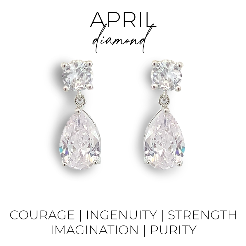 April birthstone pear drop earrings