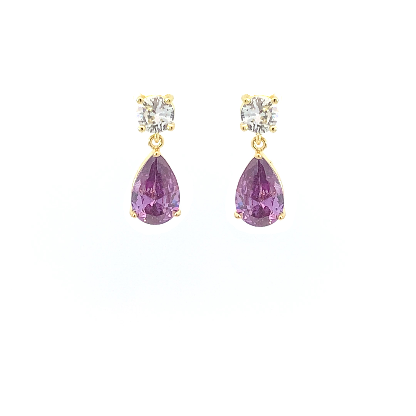 February birthstone pear drop earrings