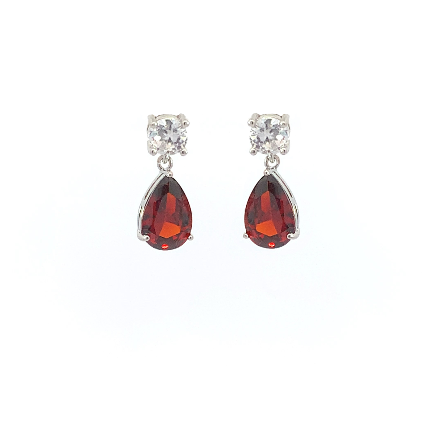 January birthstone pear drop earrings