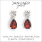 January birthstone pear drop earrings