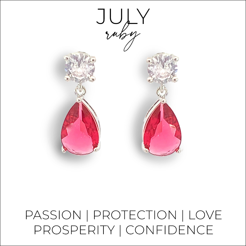 July birthstone pear drop earrings