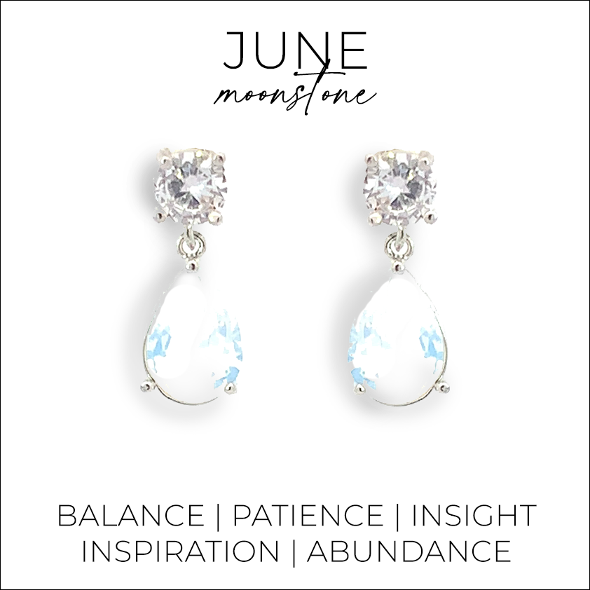 June birthstone pear drop earrings