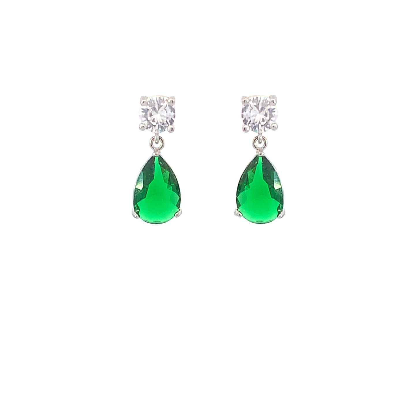 May birthstone pear drop earrings