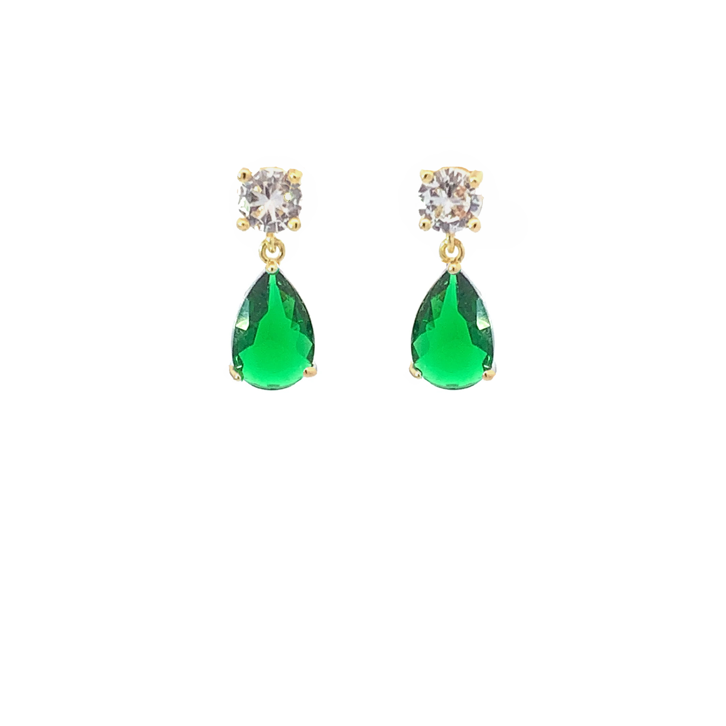 May birthstone pear drop earrings