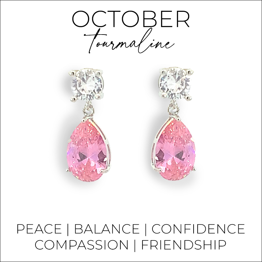 October birthstone pear drop earrings