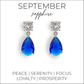 September birthstone pear drop earrings