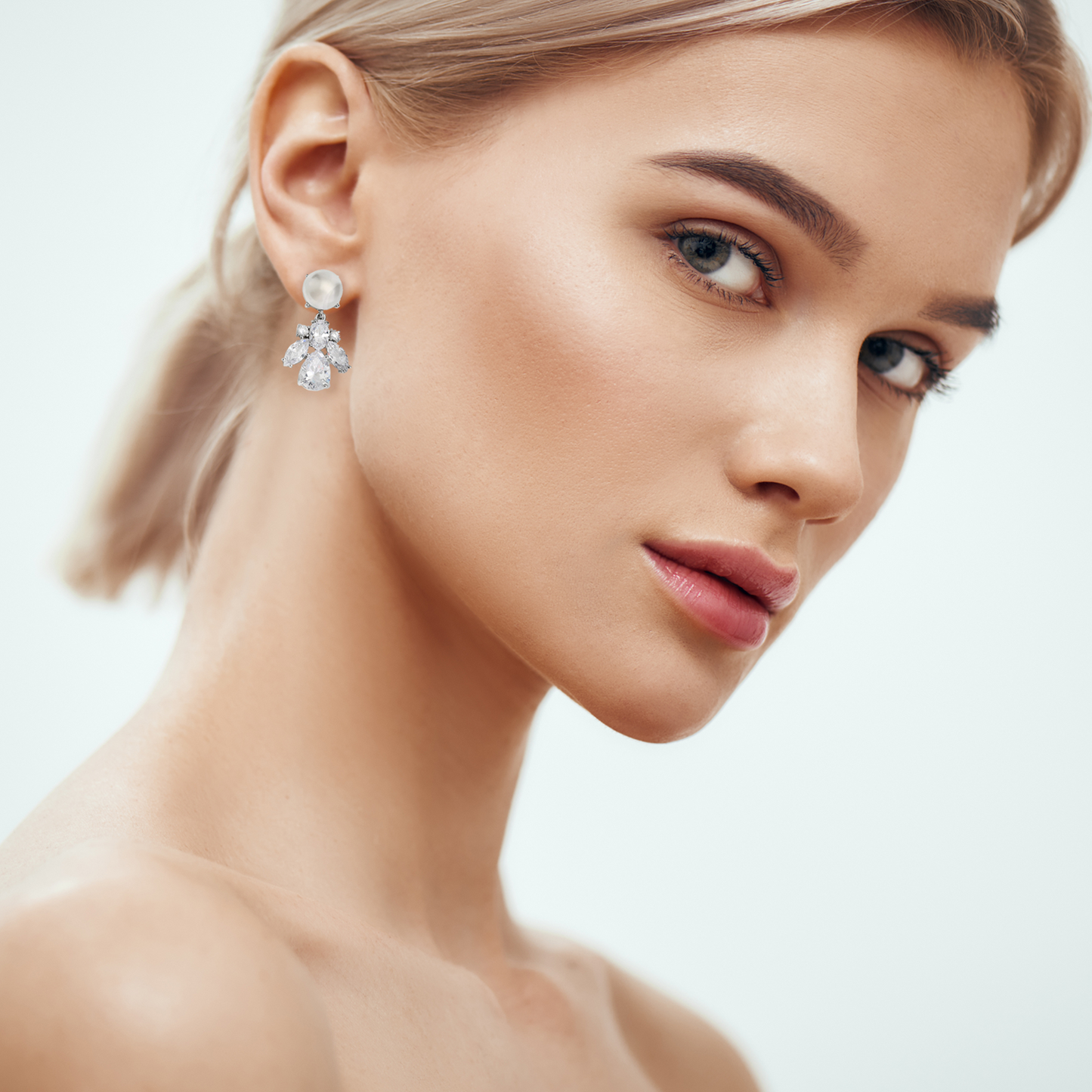 Amelie Crystal and Pearl Bridal Earrings