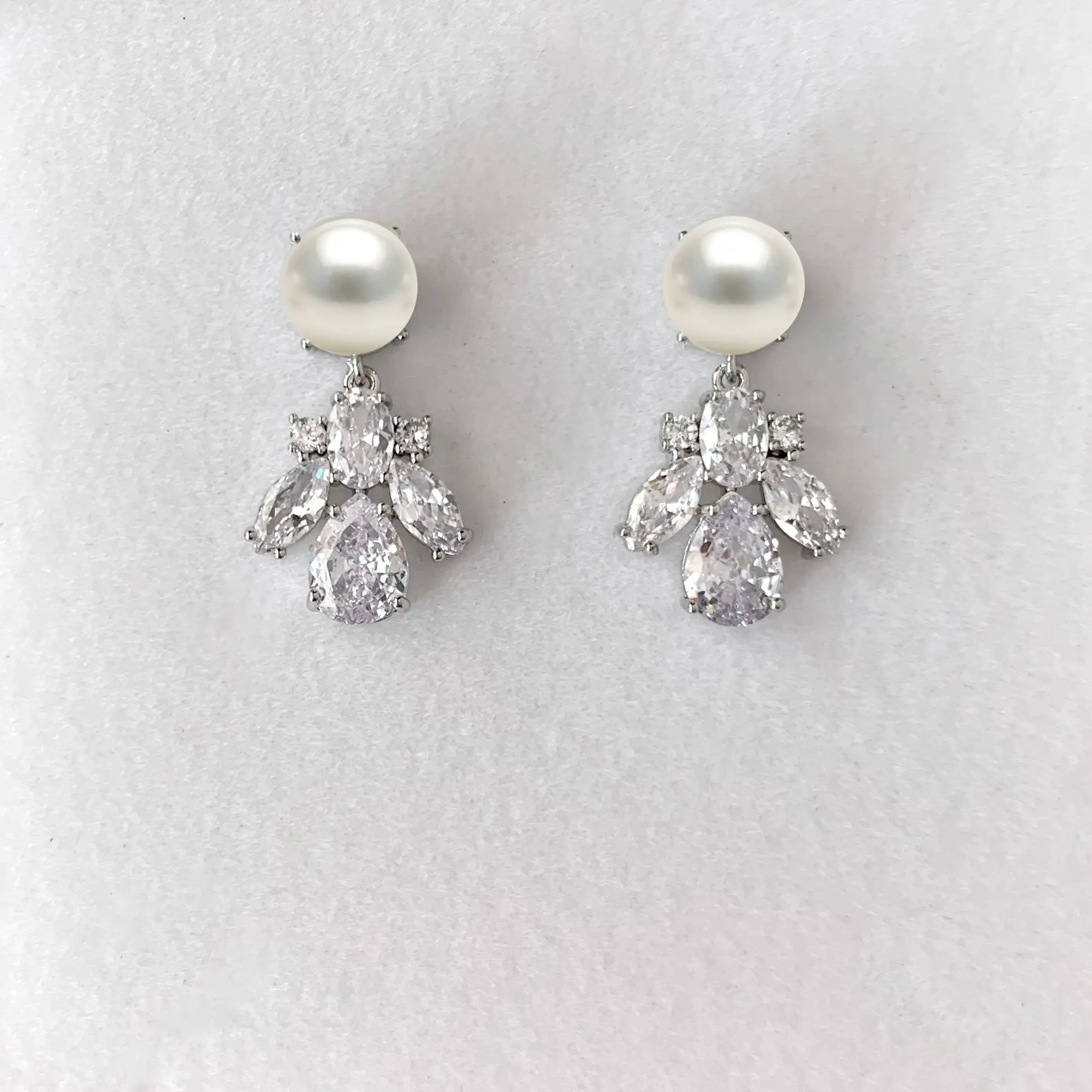 Amelie Crystal and Pearl Bridal Earrings
