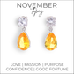 November birthstone pear drop earrings