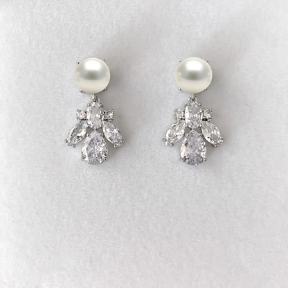 Amelie Crystal and Pearl Bridal Earrings