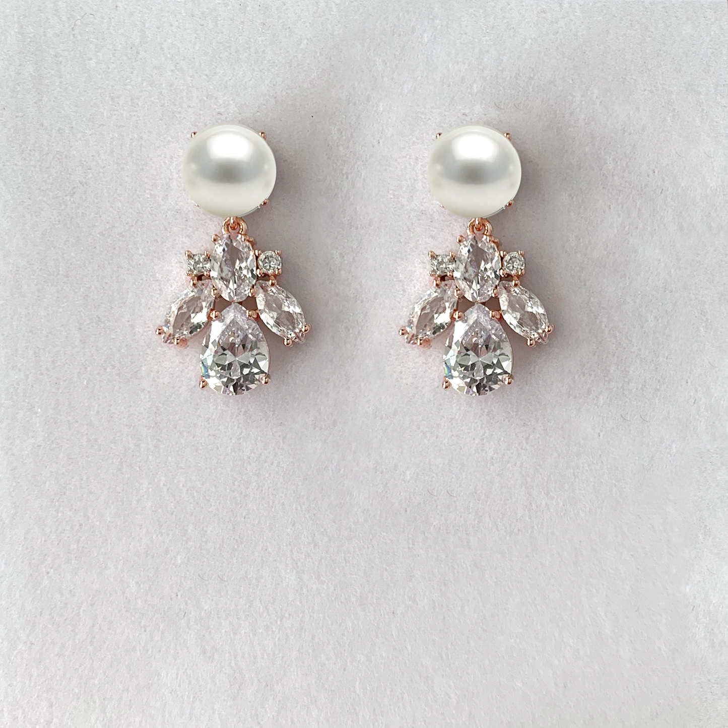 Amelie Crystal and Pearl Bridal Earrings
