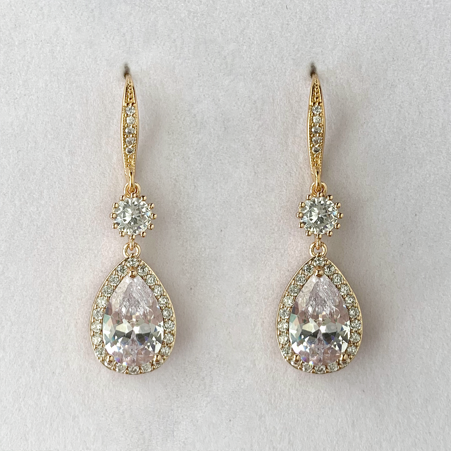 Phoebe Halo Teardrop Wedding Earrings