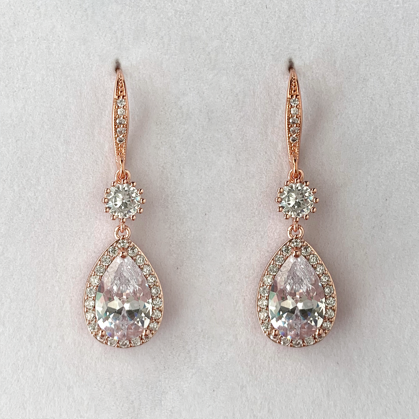 Phoebe Halo Teardrop Wedding Earrings