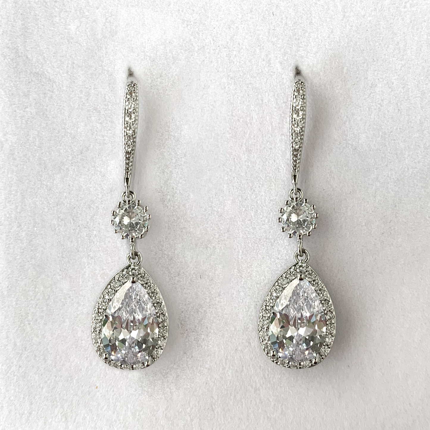 Phoebe Halo Teardrop Wedding Earrings